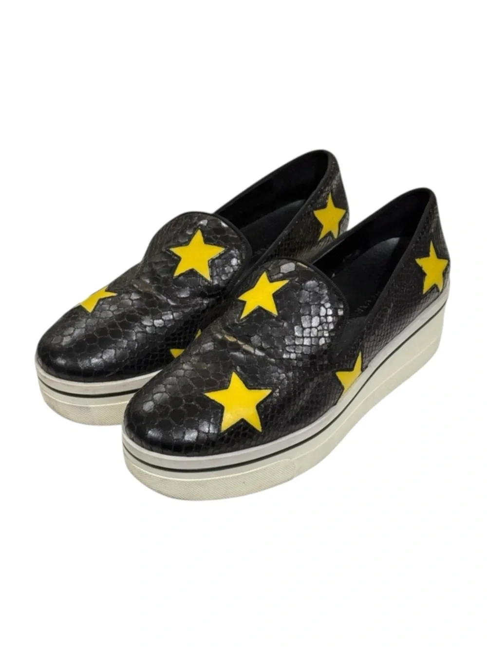 Stella McCartney ★ Binx Platform Loafers ★ Black ★ Yellow Stars ★ 40 9M 9.5M